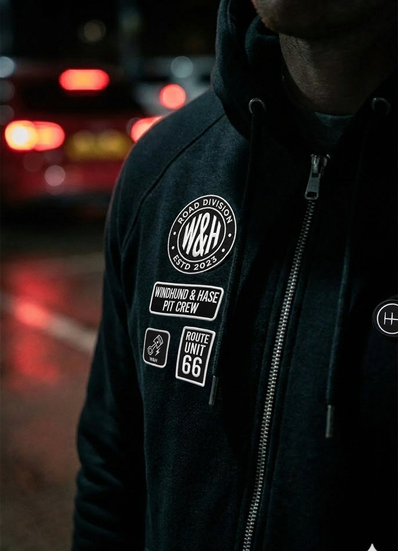 Sudadera Zip - Windhund Pit Crew - Negro