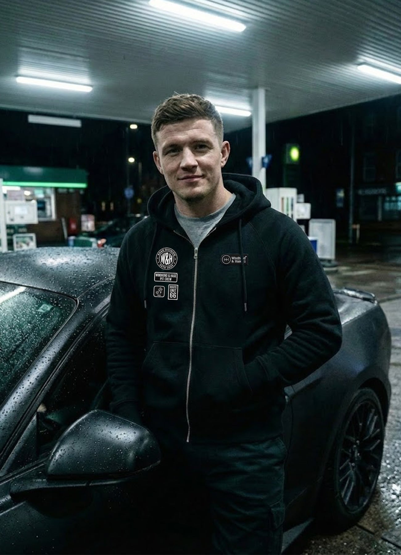 Sudadera Zip - Windhund Pit Crew - Negro