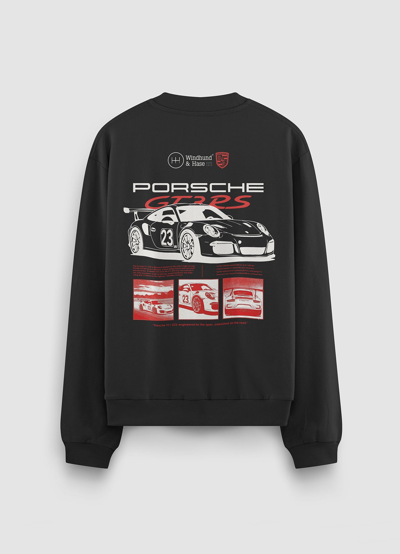 Sudadera Cuello Redondo Porsche GT3 RS - Negra
