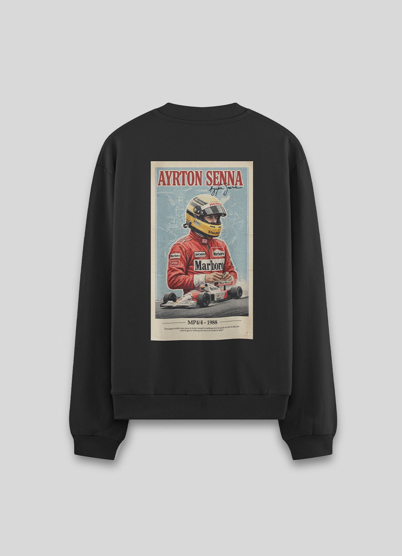 Sudadera Cuello Redondo Ayrton Senna - Negra