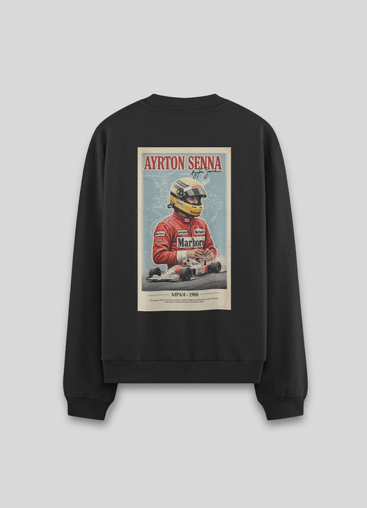 Sudadera Cuello Redondo Ayrton Senna - Negra