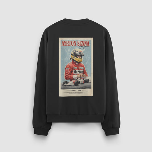 Sudadera Cuello Redondo Ayrton Senna - Negra