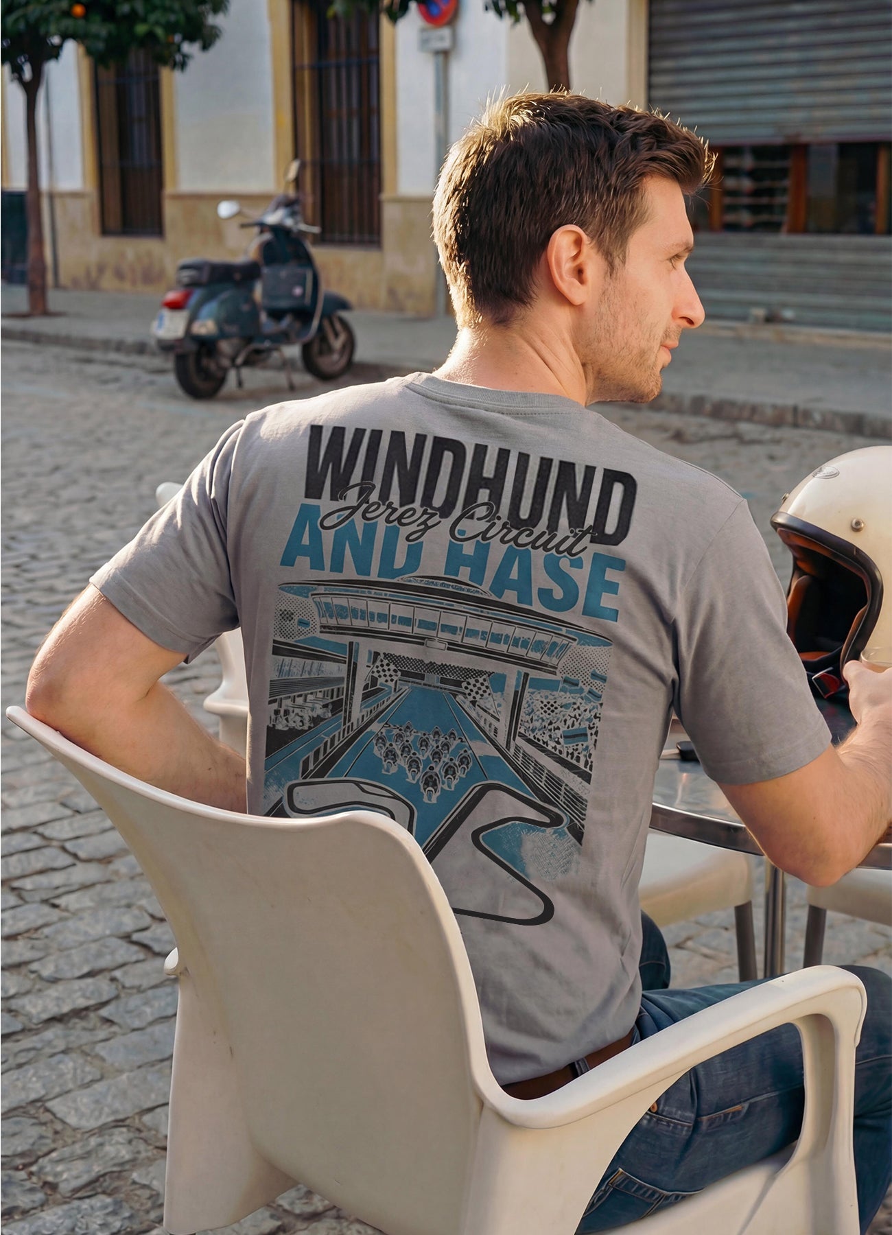 Camiseta Jerez "Grand Stand" Gris Puro - Windhund and Hase