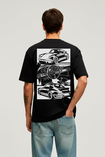 Camiseta Regular Sketch German - Negro - Windhund and Hase