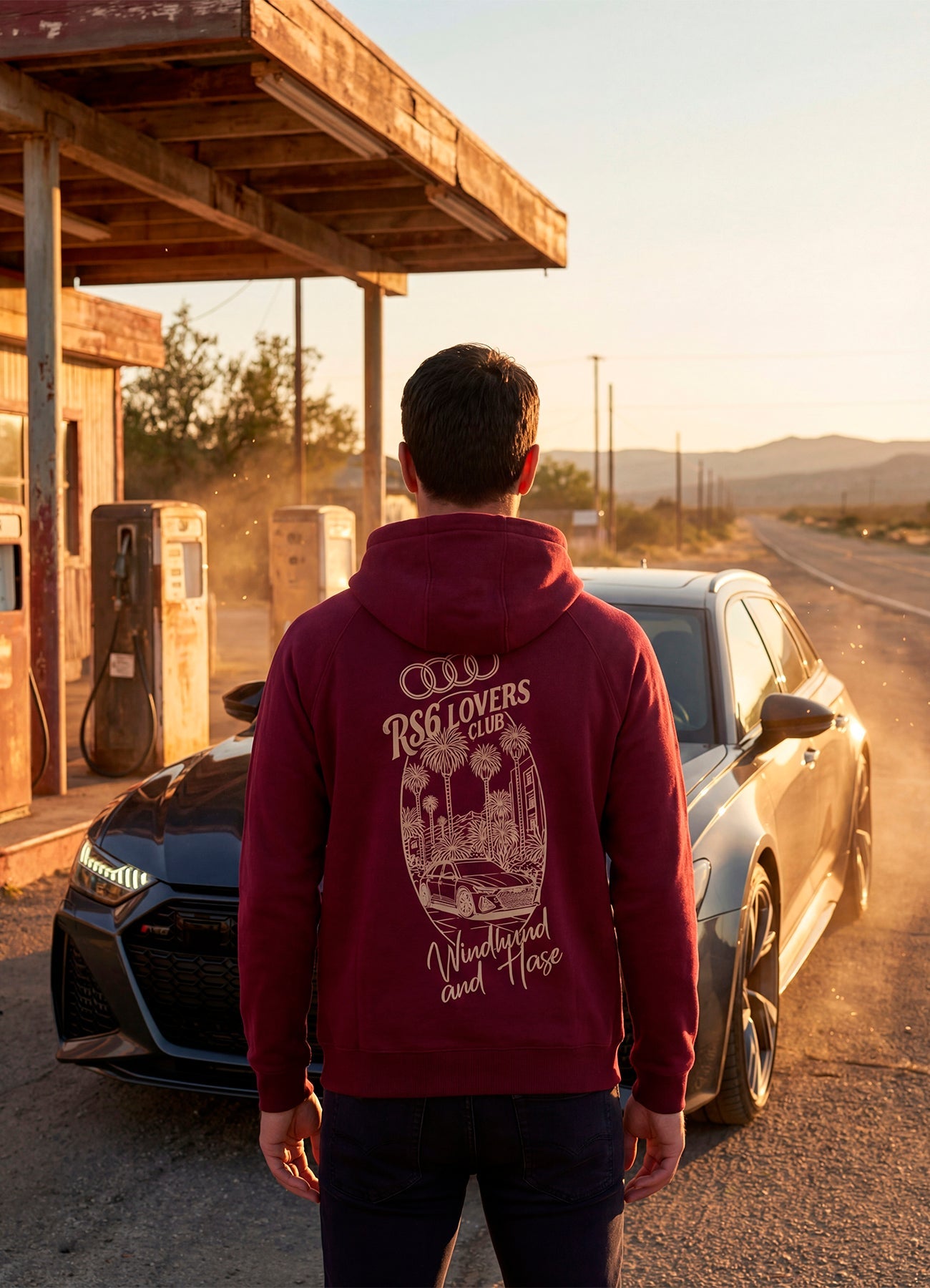 Hoodie Audi RS6 Lovers - Burdeos - Windhund and Hase