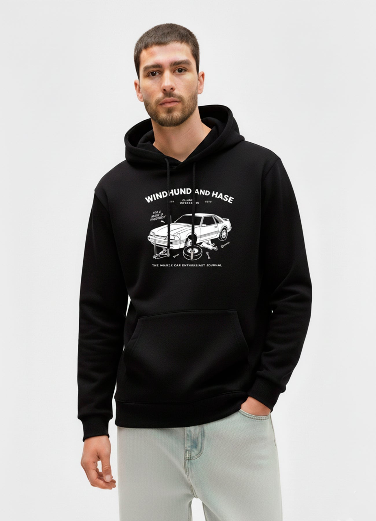 Hoodie Classic Rest - Negro - Windhund and Hase