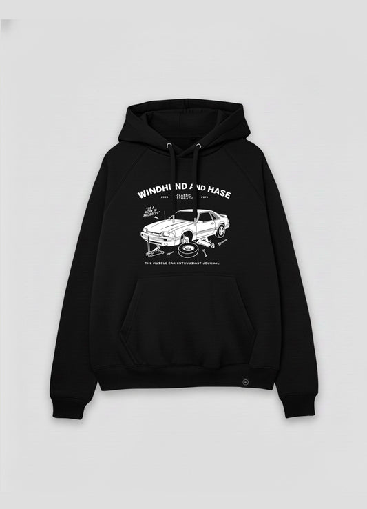 Hoodie Classic Rest - Negro - Windhund and Hase