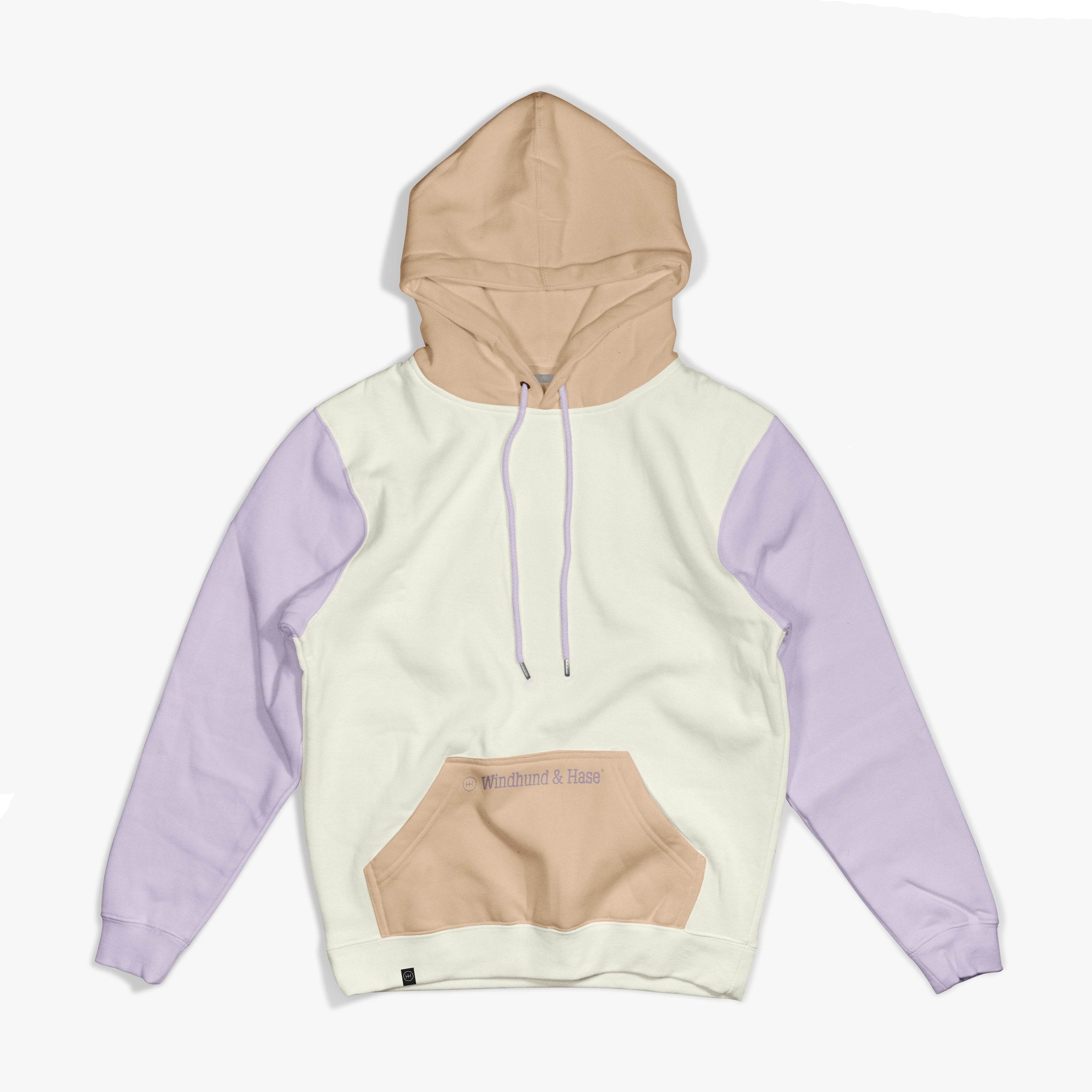 Sudadera Capucha Tricolor - Offwhite - Naranja Sunrise - Malva - Windhund and Hase