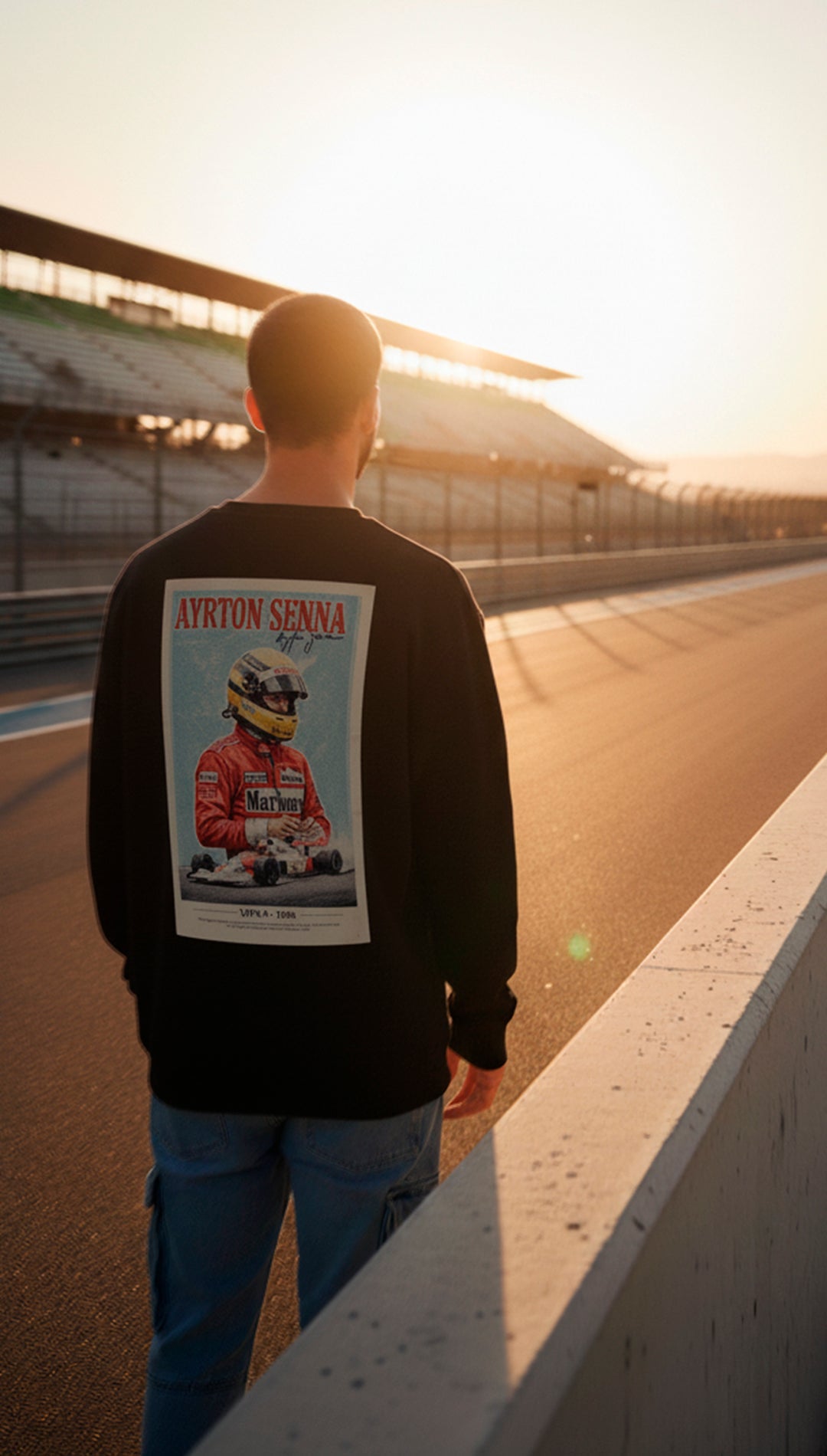 Sudadera Cuello Redondo Ayrton Senna - Negra - Windhund and Hase