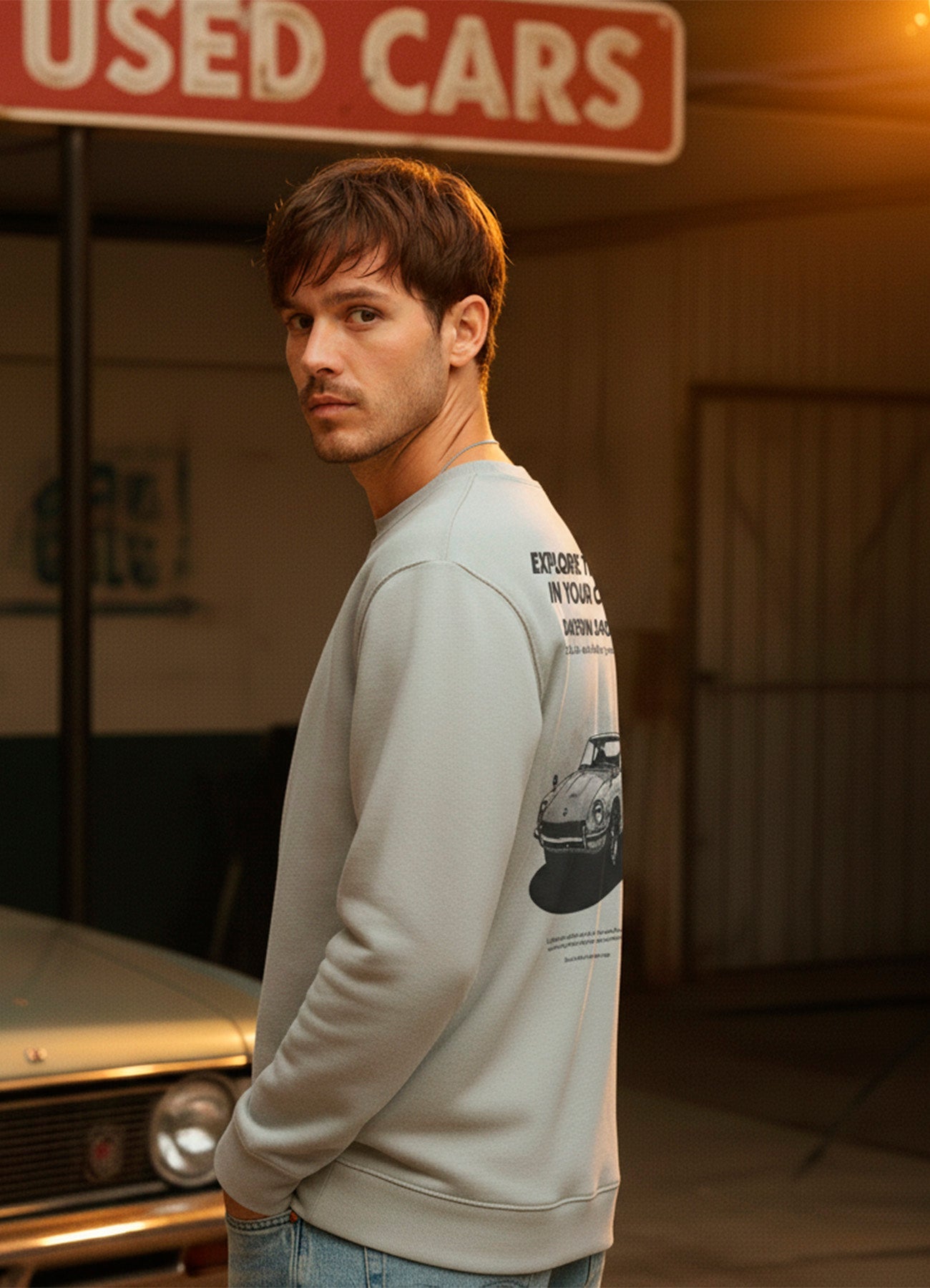 Sudadera Cuello Redondo Datsun - Gris Ash - Windhund and Hase