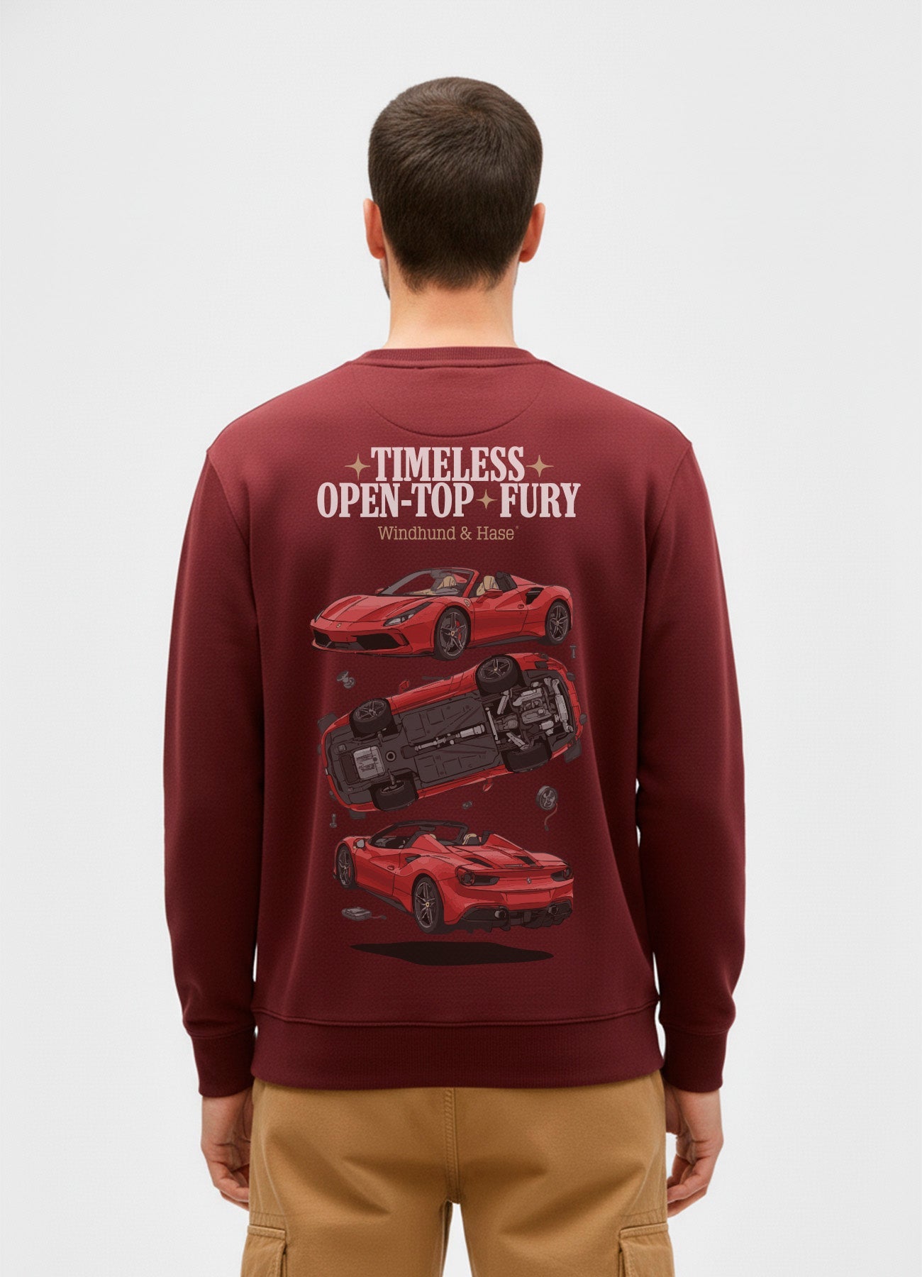 Sudadera Cuello Redondo Ferrari Spider - Burdeos - Windhund and Hase