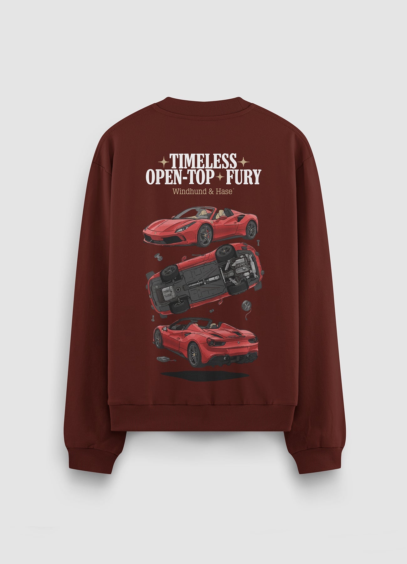 Sudadera Cuello Redondo Ferrari Spider - Burdeos - Windhund and Hase