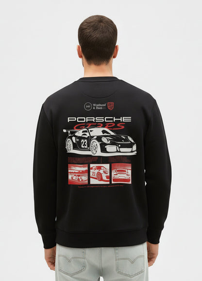 Sudadera Cuello Redondo Porsche GT3 RS - Negra - Windhund and Hase