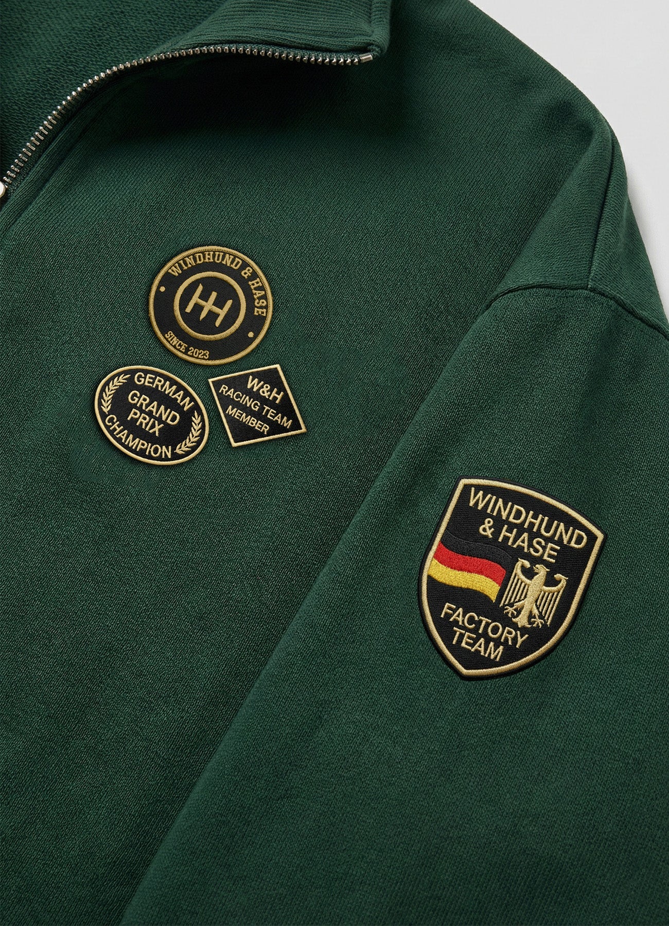 Sudadera Zip 2/3 - W&H German Grand prix - Verde imperial - Windhund and Hase