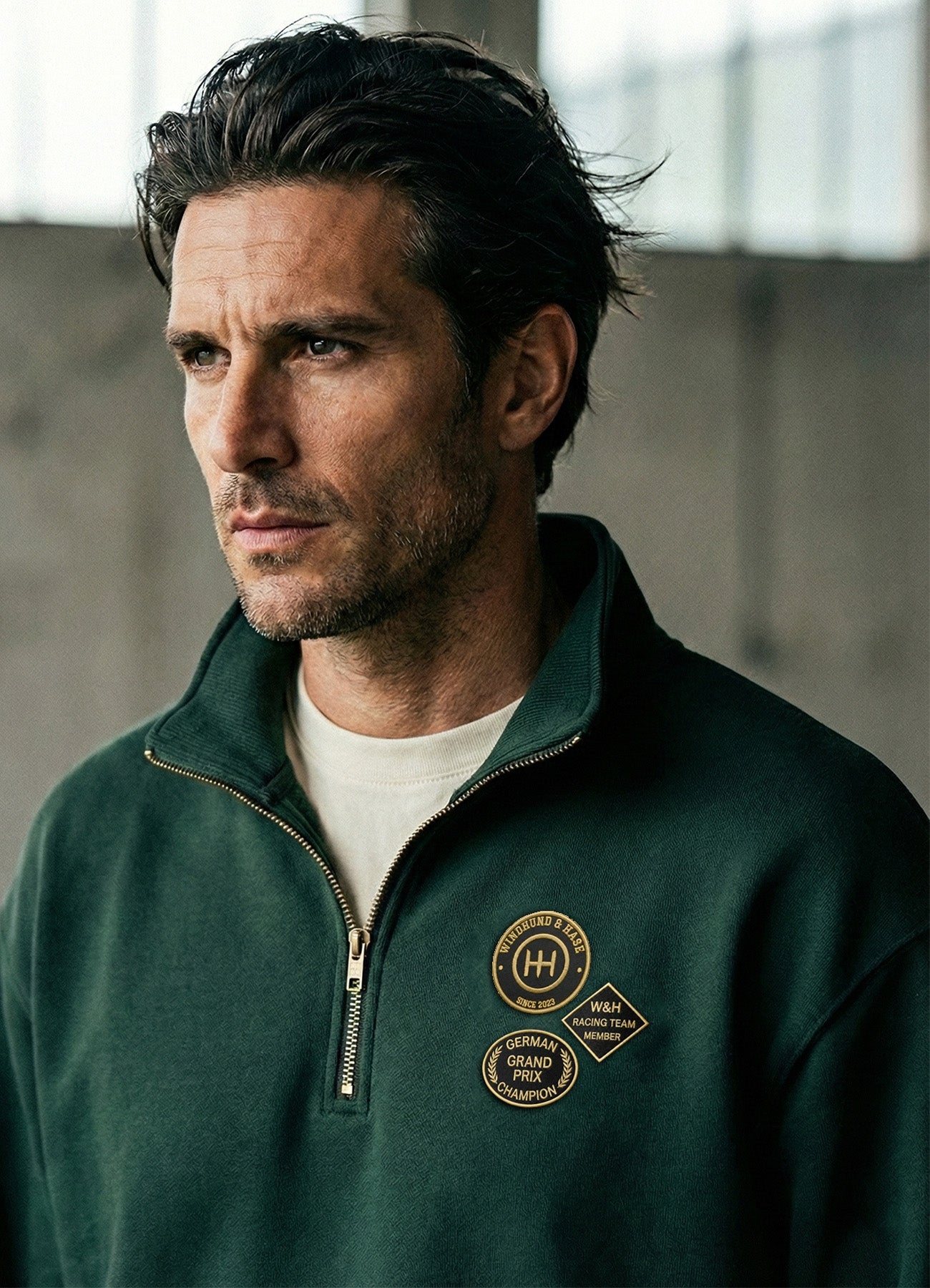 Sudadera Zip 2/3 - W&H German Grand prix - Verde imperial - Windhund and Hase