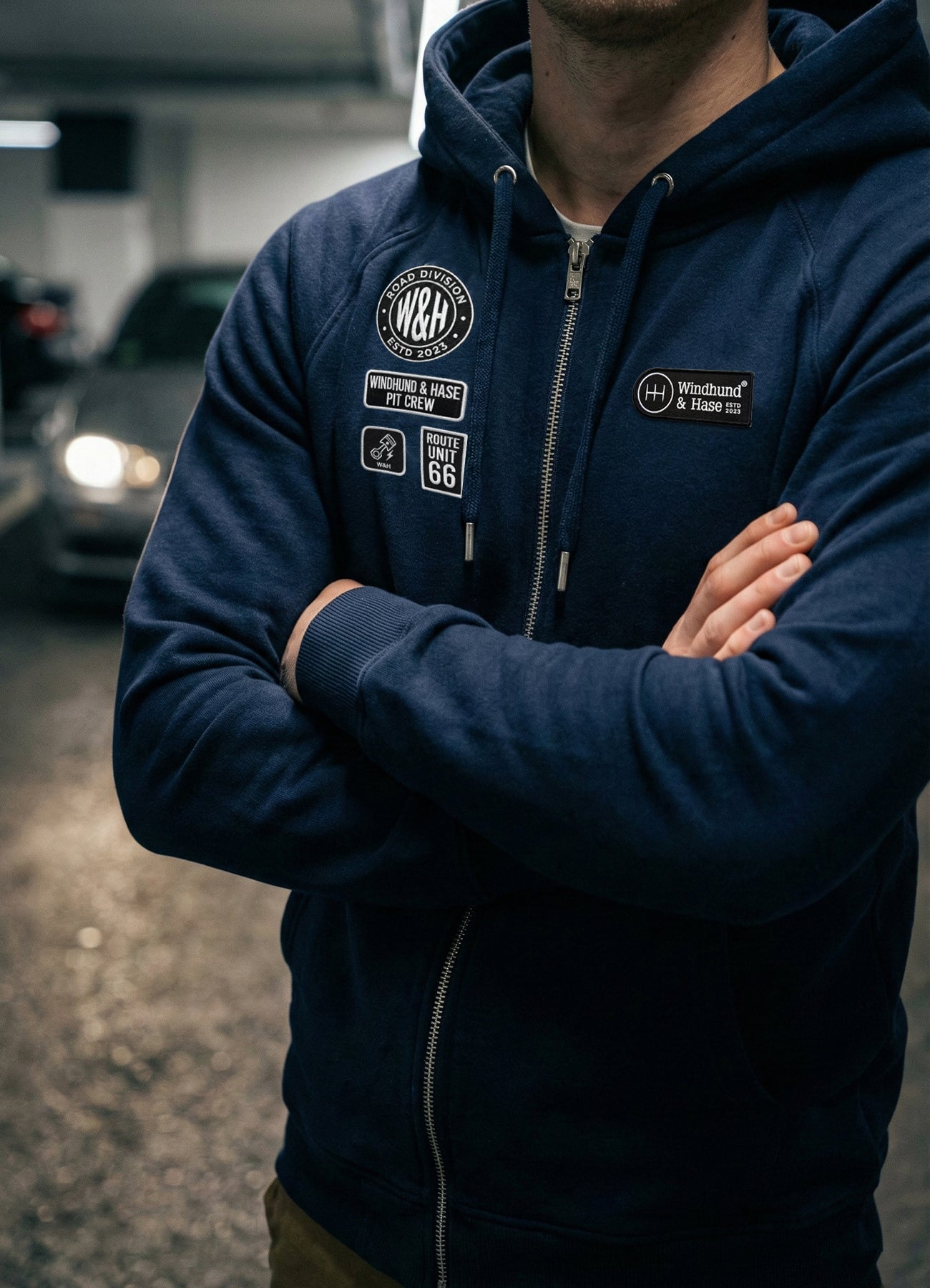 Sudadera Zip - Windhund Pit Crew - French Marino - Windhund and Hase